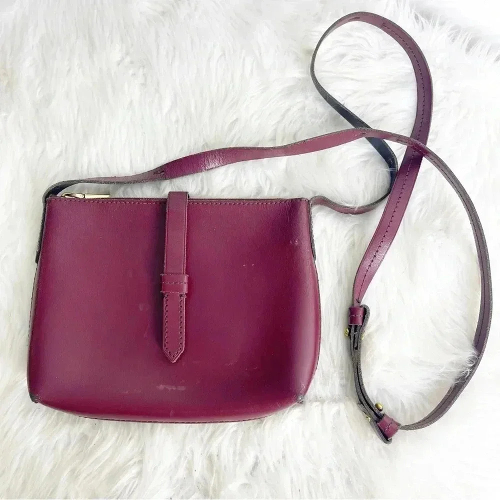 J. Crew Burgundy Leather Crossbody Purse